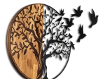 ΔΙΑΚΟΣΜΗΤΙΚΟ ΤΟΙΧΟΥ TREE WITH BIRDS MEGAPAP ΞΥΛΙΝΟ - ΜΕΤΑΛΛΙΚΟ ΧΡΩΜΑ ΚΑΡΥΔΙ - ΜΑΥΡΟ 92X3X71ΕΚ.