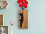 ΔΙΑΚΟΣΜΗΤΙΚΟ ΤΟΙΧΟΥ GIRL WITH BALLOONS MEGAPAP ΞΥΛΙΝΟ - ΜΕΤΑΛΛΙΚΟ ΧΡΩΜΑ ΚΑΡΥΔΙ - ΚΟΚΚΙΝΟ 36X3X100ΕΚ.