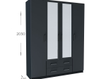 ΝΤΟΥΛΑΠΑ ΤΕΤΡΑΦΥΛΛΗ SIMPLE 4D2D ΓΡΑΦΙΤΗΣ 160X52X205CM