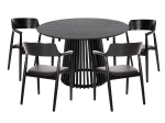 ΣΕΤ ΤΡΑΠΕΖΑΡΙΑΣ 5ΤΜΧ KINGSLEY HM21075.02 ΣΤΡΟΓΓΥΛΟ ΤΡΑΠΕΖΙ Φ120εκ.& 4 ΚΑΡΕΚΛΕΣ-ΜΑΥΡΟ