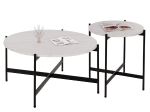 ΣΕΤ 2ΤΜΧ ΤΡΑΠΕΖΙΑ ΣΑΛΟΝΙΟΥ RONDA HM21089.04 MDF ΛΕΥΚΟ ΜΑΡΜΑΡΟ Φ80εκ & Φ50εκ