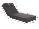 ΜΑΞΙΛΑΡΙ ΞΑΠΛΩΣΤΡΑΣ KIHEI HM21094.03 OLEFIN ΣΚΟΥΡΟ ΓΚΡΙ ΜΕ FOAM 198x70x20Υεκ