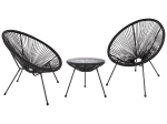 ΣΕΤ ΕΞΩΤΕΡΙΚΟΥ ΧΩΡΟΥ 3ΤΜΧ ACAPULCO HM21101 P.E.RATTAN-ΜΕΤΑΛΛΟ ΣΕ ΜΑΥΡΟ