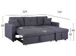 ΚΑΝΑΠΕΣ ΓΩΝΙΑ ΚΡΕΒΑΤΙ WAYNE 224x147x85Υεκ. HM3028.11 ΓΚΡΙ ΥΦΑΣΜΑ