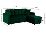 ΚΑΝΑΠΕΣ ΓΩΝΙΑ ΚΡΕΒΑΤΙ WAYNE 224x147x85Υεκ. HM3028.13 ΒΕΛΟΥΔΟ ΚΥΠΑΡΙΣΣΙ