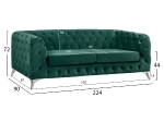 ΚΑΝΑΠΕΣ 3ΘΕΣΙΟΣ ALBERT Τ.CHESTERFIELD ΚΥΠΑΡΙΣΣΙ ΒΕΛΟΥΔΟ HM3128.03 224x90x72 εκ.
