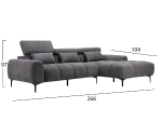 ΚΑΝΑΠΕΣ ΔΕΞΙΑ ΓΩΝΙΑ DIVYA HM3267.02R ΣΥΝΘ.SUEDE ΓΚΡΙ 264x175x99Υεκ.
