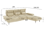 ΓΩΝΙΑΚΟΣ ΚΑΝΑΠΕΣ (ΔΕΞΙΑ) CONVERT HM3268.01R ΕΚΡΟΥ ΥΦΑΣΜΑ 283x188x100Υεκ.