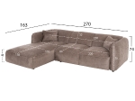 ΚΑΝΑΠΕΣ ΓΩΝΙΑ (ΑΡΙΣΤΕΡΗ) TREAT HM3277.02L ΣΚΟΥΡΟ ΜΠΕΖ ΥΦΑΣΜΑ 270x163x74Υεκ.