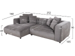 ΚΑΝΑΠΕΣ ΓΩΝΙΑ (ΑΡΙΣΤΕΡΗ) 3-ΘΕΣΙΟΣ GRACE HM3280.03L ΓΚΡΙ ΥΦΑΣΜΑ 252x160x70-90Υεκ