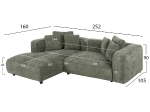 ΚΑΝΑΠΕΣ ΓΩΝΙΑ (ΑΡΙΣΤΕΡΗ) 3-ΘΕΣΙΟΣ GRACE HM3280.05L ΠΡΑΣΙΝΟ ΥΦΑΣΜΑ 252x160x70-90Υεκ