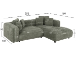 ΚΑΝΑΠΕΣ ΓΩΝΙΑ 3-ΘΕΣΙΟΣ GRACE HM3280.05R ΠΡΑΣΙΝΟ ΥΦΑΣΜΑ 252x105-160x70-90Υεκ.