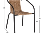 ΠΟΛΥΘΡΟΝΑ ΚΑΡΕΚΛΑ CAMEL ΜΕΤΑΛΛΙΚΗ ΜΑΥΡΗ ΜΕ WICKER ΦΥΣΙΚΟ 50x55x73Y εκ.HM5015.04