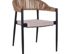 ΠΟΛΥΘΡΟΝΑ ΑΛΟΥΜΙΝΙΟΥ RAINA ΓΚΡΙ HM5299.01 ΜΕ ROUND WICKER ΜΠΕΖ ΚΑΦΕ 56x55x76Υεκ.