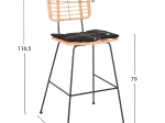 ΣΚΑΜΠΟ ΜΠΑΡ ALLEGRA HM5455.11 ΜΕΤΑΛΛΟ&ΜΑΞΙΛΑΡΙ ΜΑΥΡΟ-WICKER ΜΠΕΖ 56x59x116,5Υεκ.