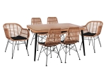 ΣΕΤ 7ΤΜΧ ALLEGRA WICKER ΜΕ ΤΡΑΠΕΖΙ 160X90X78Υ ΜΠΕΖ & ΜΑΥΡΟ ΧΡΩΜΑ HM10495