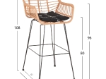 ΣΚΑΜΠΟ ΜΠΑΡ ΨΗΛΟ ALLEGRA HM5640.11 ΜΠΕΖ P.E. RATTAN-ΜΑΥΡΟ ΜΕΤΑΛΛΟ 54x55x108Υεκ.