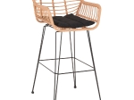 ΣΚΑΜΠΟ ΜΠΑΡ ΨΗΛΟ ALLEGRA HM5640.11 ΜΠΕΖ P.E. RATTAN-ΜΑΥΡΟ ΜΕΤΑΛΛΟ 54x55x108Υεκ.