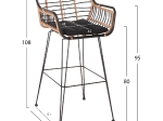 ΣΚΑΜΠΟ ΜΠΑΡ ALLEGRA HM5690.11 ΜΕΤΑΛΛΟ&ΜΑΞΙΛΑΡΙ ΜΑΥΡΟ-WICKER ΜΠΕΖ 55x54x108Υεκ.