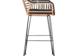 ΣΚΑΜΠΟ ΜΠΑΡ ALLEGRA HM5690.11 ΜΕΤΑΛΛΟ&ΜΑΞΙΛΑΡΙ ΜΑΥΡΟ-WICKER ΜΠΕΖ 55x54x108Υεκ.