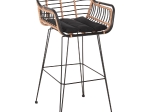 ΣΚΑΜΠΟ ΜΠΑΡ ALLEGRA HM5690.11 ΜΕΤΑΛΛΟ&ΜΑΞΙΛΑΡΙ ΜΑΥΡΟ-WICKER ΜΠΕΖ 55x54x108Υεκ.