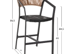 ΣΚΑΜΠΟ ΑΛΟΥΜΙΝΙΟΥ HM5892.15 ΜΕΣΑΙΟΥ ΥΨΟΥΣ RATTAN & TEXTLINE ΜΑΥΡΟ ΜΠΕΖ 55x56,5x99Υ