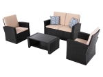 ΣΑΛΟΝΙ ΕΞ.ΧΩΡΟΥ 4ΤΜΧ THORE HM5978 ΣΥΝΘ. RATTAN ΜΑΥΡΟ-ΜΠΕΖ ΜΑΞΙΛΑΡΙΑ