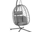 ΚΡΕΜΑΣΤΗ ΠΟΛΥΘΡΟΝΑ ΦΩΛΙΑ MILLIE HM5997.10 ΜΕΤΑΛΛΟ-ΣΥΝΘ.RATTAN ΓΚΡΙ 90x75x190Υεκ.