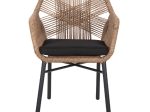 ΠΟΛΥΘΡΟΝΑ TOPIN HM6048.02 ΑΛΟΥΜΙΝΙΟ ΜΑΥΡΟ-P.E. RATTAN ΜΠΕΖ-ΜΑΞΙΛΑΡΙ ΜΑΥΡΟ 57x65x84Υ εκ