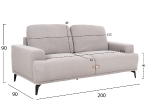 ΣΕΤ ΣΑΛΟΝΙ 2ΤΜΧ 3Θ+2Θ TERIN HM6069.02 ΓΚΡΙ ΥΦΑΣΜΑ-ΜΑΥΡΑ ΜΕΤΑΛΛΙΚΑ ΠΟΔΙΑ