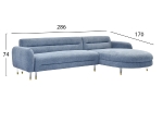 ΚΑΝΑΠΕΣ ΓΩΝΙΑ ΑΝΑΣΤΡ. FLYER HM6072.06 MIST BLUE ΥΦΑΣΜΑ-ΜΕΤΑΛ.ΠΟΔΙΑ 285x86-172x74Υεκ