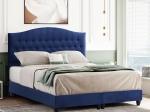 ΚΡΕΒΑΤΙ MALENA ΑΠΟ ΜΠΛΕ ΒΕΛΟΥΔΟ HM638.05 ΓΙΑ ΣΤΡΩΜΑ 150x200 εκ.