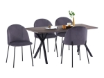 ΣΕΤ ΤΡΑΠΕΖΑΡΙΑΣ HM11181 5ΤΜΧ ΤΡΑΠΕΖΙ 140x80x75 cm MDF OLD BEECH & ΚΑΡΕΚΛΕΣ CLARA ΓΚΡΙ ΒΕΛΟΥΔΟ