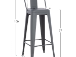 ΣΚΑΜΠΟ BAR ΜΕΤΑΛΛΙΚΟ MELITA ME ΠΛΑΤΗ ΓΚΡΙ HM8643.10 43Χ43Χ100εκ.