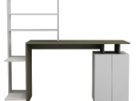 ΓΡΑΦΕΙΟ ΜΕ ΒΙΒΛΙΟΘΗΚΗ ROCHELL ΜΕΛΑΜΙΝΗ OLIVE GREY ΛΕΥΚΟ 146,3x55x128,8Υεκ.HM8886.11