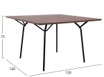 ΤΡΑΠΕΖΙ ΤΡΑΠΕΖΑΡΙΑΣ TRENK HM9614.02 MDF ΜΕ ΚΑΠΛΑΜΑ ΔΡΥΟΣ ΚΑΡΥΔΙ-ΜΑΥΡΟ ΜΕΤΑΛΛΟ 120x120x75Υεκ.