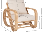 ΠΟΛΥΘΡΟΝΑ BARONESS HM9813 ΦΥΣΙΚΟ RATTAN ΚΑΙ ΛΕΥΚΑ ΜΑΞΙΛΑΡΙΑ 81x90x92Yεκ.