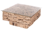ΤΡΑΠΕΖΙ ΣΑΛΟΝΙΟΥ ΤΕΤΡΑΓΩΝΟ SPARROW HM9960 DRIFTWOOD--ΓΥΑΛΙ 95x95x51,5Υεκ.