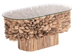 ΤΡΑΠΕΖΙ ΣΑΛΟΝΙΟΥ ΟΒΑΛ SPARROW HM9962 DRIFTWOOD--ΓΥΑΛΙ 106x55,5x50,5Υεκ.