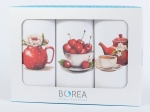 Borea Ποτηρόπανα Κουζίνας Cherry Σετ 3ΤΜΧ (3) 50 x 70 cm Λευκό