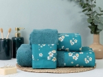 Borea Πετσέτες Σετ 3ΤΜΧ Jasmine 70 x 140 / 50 x 90 / 30 x 50 cm Πετρόλ