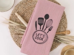 Borea Ποτηρόπανα Κουζίνας Waffle Let's Cook 50 x 70 cm Ροζέ