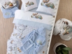 Borea Σεντόνια Κούνιας Σετ Toys 120 x 170 cm + 120 x 160 cm+ 30 x 40 cm Λευκό-Σιέλ