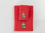 Borea Πετσέτες Χριστουγεννιάτικες Σετ 2ΤΜΧ Christmas Tree Κόκκινο 50 x 90 / 30 x 50 cm Κόκκινο