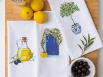 Borea Ποτηρόπανα Κουζίνας Ελιά  Σετ 3ΤΜΧ (3) 50 x 70 cm Λευκό