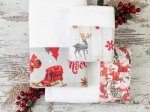 Borea Πετσέτες Χριστουγεννιάτικες Σετ 2ΤΜΧ Christmas House 50 x 90 / 30 x 50 cm Λευκό
