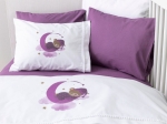 Borea Σεντόνια Κούνιας Σετ Sleeping Bear Μωβ (2) 120 x 160 cm + 30 x 40 cm Μωβ