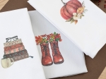 Borea Ποτηρόπανα Κουζίνας Boots  Σετ 3ΤΜΧ (3) 50 x 70 cm Λευκό