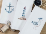 Borea Ποτηρόπανα Κουζίνας Seagull Σετ 3ΤΜΧ (3) 50 x 70 cm Λευκό