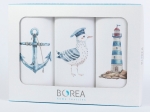 Borea Ποτηρόπανα Κουζίνας Seagull Σετ 3ΤΜΧ (3) 50 x 70 cm Λευκό